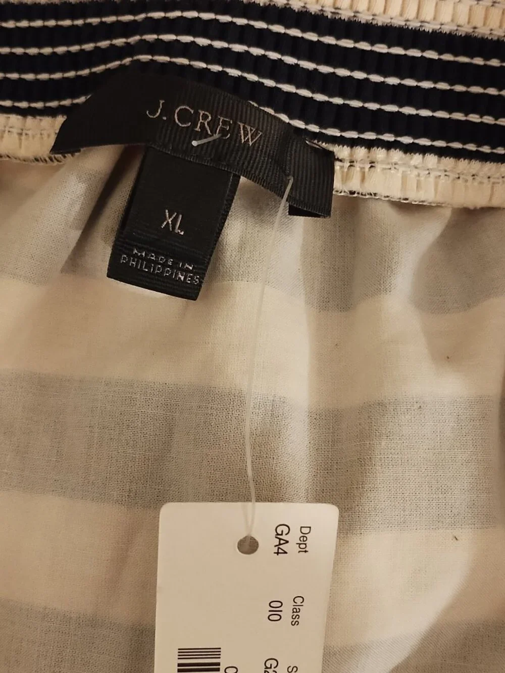 J.Crew Striped Off-Shoulder Muslin Dress Navy Ivory XL NWT Resort Business Casua